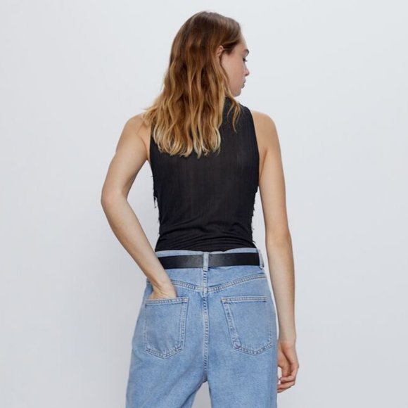 NWT Zara Fringed Bodysuit Black - Picture 6 of 9